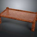 Rustic Wooden Woven Bench With Natural Frame And Textured Surface Details