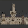 Medieval Castle Architecture With Stone Towers Spires And Gray Roof Design