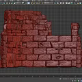 Medieval Stone Structure with Arched Openings Stacked Blocks Textured Surface and Torch Lights 3d model