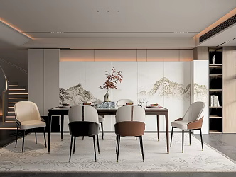 New Chinese Restaurant Dining Table and Chair 3d model