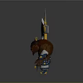 Furry Mythical Warrior Character With Gold Blue Armor And Large Battle Axe