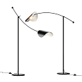 Modern Arc Floor Lamp With Curved Metal Stand And Glass Shades