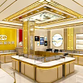 Luxury Jewelry Store Interior For China Gold VIP With Display Counters Chandeliers And Murals