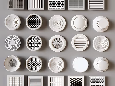 Various Designed Air Conditioner Vents With Different Grille Patterns And Styles 3d model