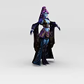 Fantasy Woman With Purple Hair Blue Skin Magical Robe And Clawed Fingers