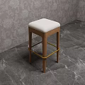 Modern Bar Stool With White Upholstered Seat And Wooden Legs For Home Bar