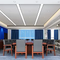 Modern Control Room With Workstations Large Screens Curved Ceiling And Windows 3d model