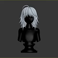 Woman Mannequin Head Feature With Long White Hair On Gray Background