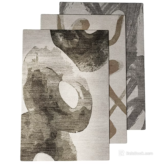 Square Carpet with Abstract Pattern and Neutral Tones for Modern Home Decor 3d model