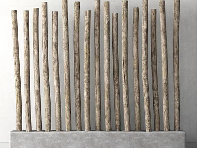 Modern Decorative Stone Container With Natural Wooden Sticks Arranged Vertically 3d model