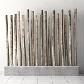 Modern Decorative Stone Container With Natural Wooden Sticks Arranged Vertically