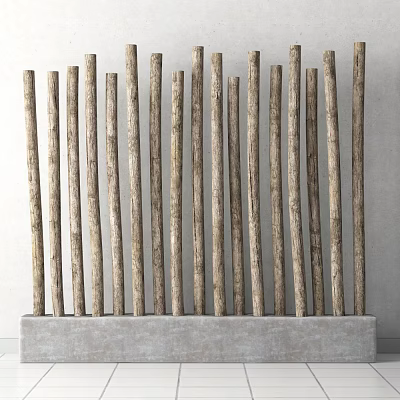 Modern Decorative Stone Container With Natural Wooden Sticks Arranged Vertically 3d model
