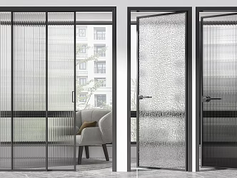 Modern swing door Changhong glass single door sliding door combination 3d model