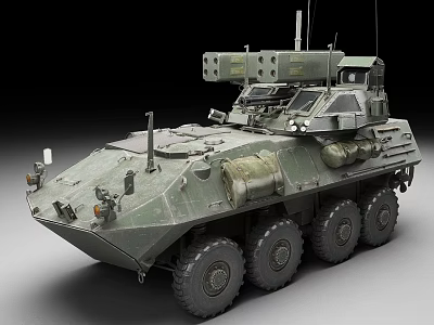 Military Armored Vehicle With 6x6 Wheels Camouflage Paint And Weapon System 3d model