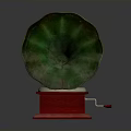 Vintage Electronic Gramophone Classic Design With Green Horn Red Base And Turntable