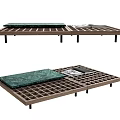 Modern Minimalist Coffee Table With Wooden Grid Frame Green Stone Tabletop And Black Legs