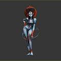 3D Fantasy Character Design With Blue Skin Red Headdress And Decorative Outfit