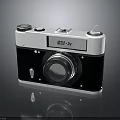Vintage Electronic Camera With Classic Black White Body And Lens Design