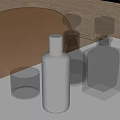 Modern Kitchen Storage With Clear Glass Containers Silver Bottles And Decorative Jars 3d model
