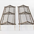 Wooden Arched Pavilion Like Structure With Slatted Roof And Support Columns Hanging Lights