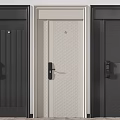 Modern Security Doors in Black White and Dark Gray with Textured Patterns and Secure Locks 3d model