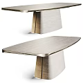 Modern Elegant Dining Table With Smooth Wooden Top And Unique Geometric Base 3d model
