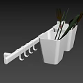 Wall Mounted Utensil Set With White Holders Black Chopsticks And Gold Cutlery