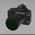 3D Rendered Digital Camera With Black Body And Green Lens Cap For Electronics Enthusiasts
