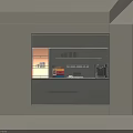 Modern Gray Sideboard In Kitchen Interior With Coffee Machine Cups And Storage Boxes