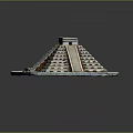 Scenic View of Chichen Itza Mayan Pyramid in Yucatan Mexico with Stone Steps and Temple