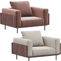 Modern Single Sofa Design With Wooden Armrests Metal Legs And Plush Cushions