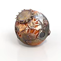 Steampunk Mechanical Sphere With Intricate Gears Metal Plates Circular Components And Copper Silver Metallic Texture