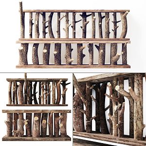 Log Wall Ornaments 3d model