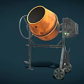 Industrial Orange Drum Concrete Mixer With Metal Frame Wheels And Control Unit