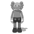 Gray Cartoon Plush Doll With Large Ears X Marks On Face Black Shorts White Gloves