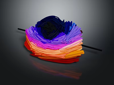 Vibrant Colorful Layered Knitted Hat Featuring Unique Gradient Design For Stylish Fashion Look 3d model
