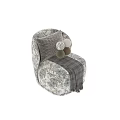 Stylish Single Chair With Floral Pattern Striped Cushion Plaid Throw Blanket And Decorative Balls