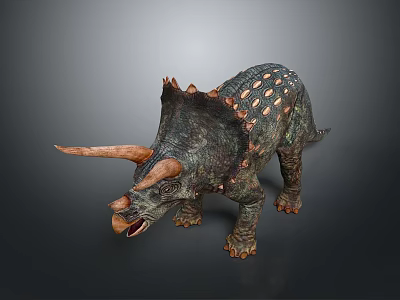 Realistic Triceratops Dinosaur Model With Detailed Skin Texture And Brown Horns 3d model
