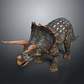 Realistic Triceratops Dinosaur Model With Detailed Skin Texture And Brown Horns
