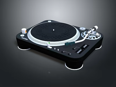 Modern Vinyl Turntable Daily Life Appliance With Black Body Tonearm And Control Buttons 3d model