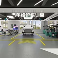 Well Equipped Auto Maintenance Store Interior With Service Cars And Professional Tools