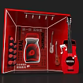Red Display Stand Featuring Wine Bottle Guitar And NEXEN Brand Authentic Label Free Design