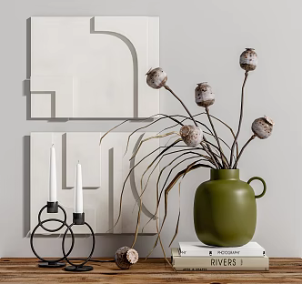 Modern vase floral ornaments combination 3d model