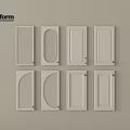 Poliform White Wardrobe Doors with Various Designs Displayed on Beige Wall 3d model