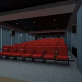 Modern Cinema Interior Featuring Large Projection Screen Comfortable Seating And Audio Equipment 3d model