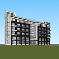 Modern Multi Storey Office Building with Glass Curtain Wall Blue Sky and Green Lawn