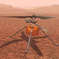 Mars Helicopter With Solar Panels And Four Blades On Martian Surface