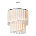 Elegant Multi Tier Chandelier Featuring White Cylindrical Panels And Clear Glass Frames 3d model