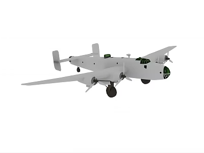 White Biplane Passenger Plane With Four Propellers And Green Cockpit 3d model