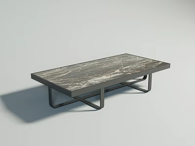 Modern Coffee Table With Marble Top And Black Metal Frame Design 3d model